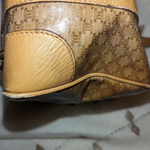 CELINE Logo Macadam Triompe Boston Bag PVC Leather Brown Gold Italy EUC COA - Picture 14 of 16